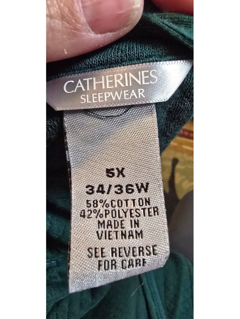 Vintage Catherine Sleepwear Emerald Green Robe sz 38/40 - Picture 4 of 4
